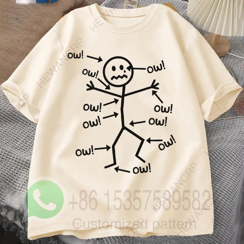 A Distressed Stick Figure Surrounded By Multiple OW Mens Tracksuit Tshirt Cotton Casual Sportswear Crew Neck Short Sleeve Tops