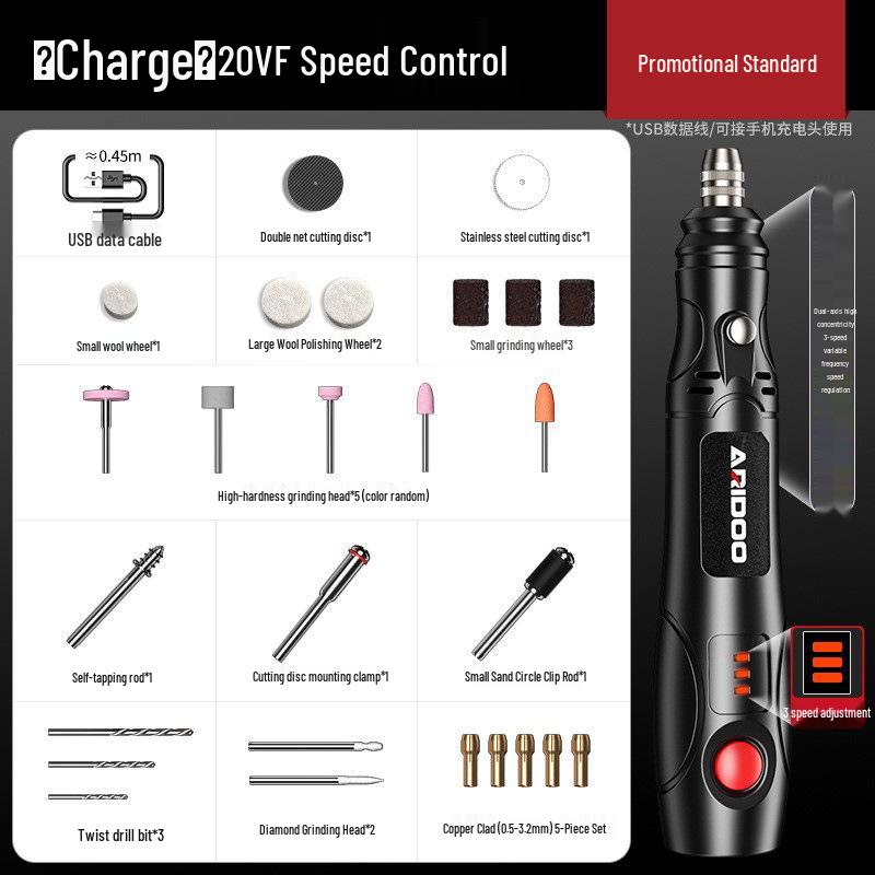 Handheld Electric Mini Grinder & Engraving Tool for Wood, Jade Polishing, and Carving