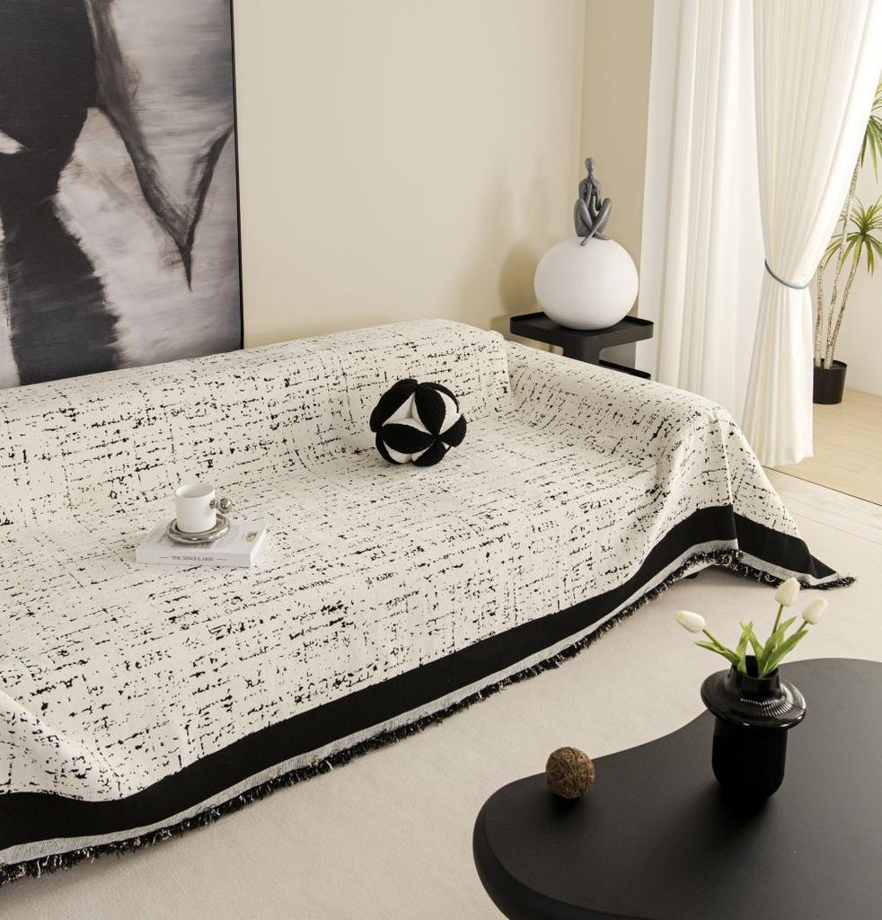 Black White Sofa Cushion Cover Sofa Cover Chenille Universal Sofa Towel Couch Cover Pet Mat Living Room Sofa Dust Proof