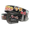 New Bohemian Print Graffiti Casual Versatile Personalized Belt Rhinestone Belt Decoration European and American Versatile