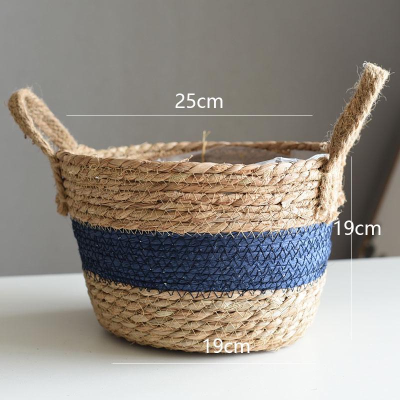 Creative Straw Woven Flower Basket for Green Plants - Living Room or Balcony Decoration