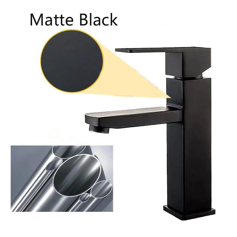 Brushed Gold Square Basin Faucet Bathroom Deck Mounted Washbasin Mixer Tap Single Handle Hot Cold Mixer Tap