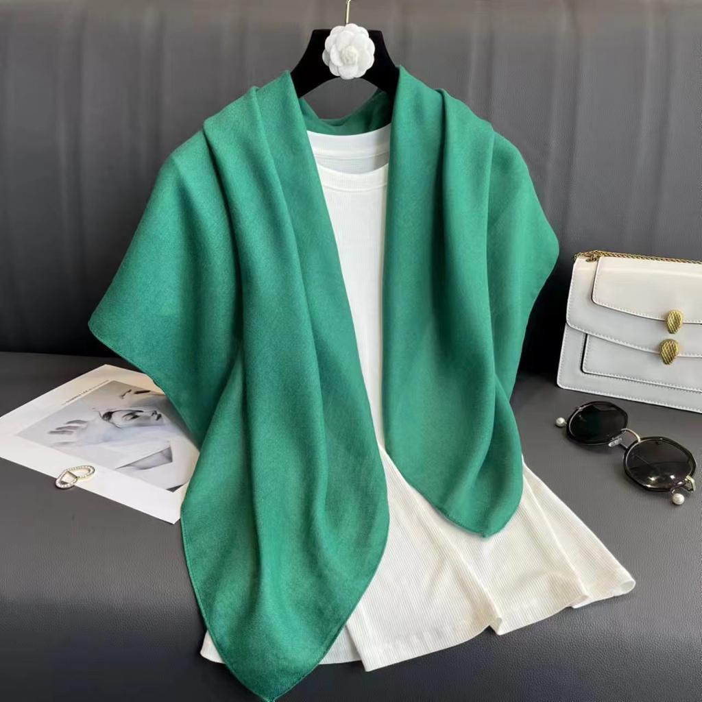 Women S Solid Color Large Square Scarf 90x90cm Casual Headscarf