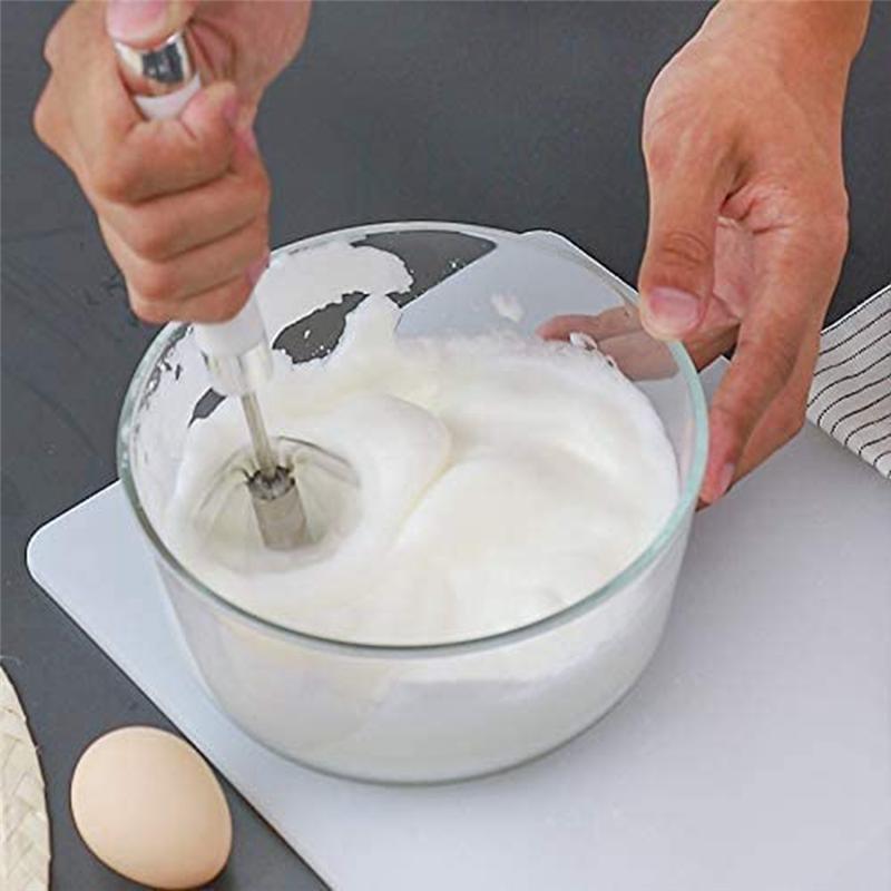 Good-3PCS Stainless Steel Semi-Automatic Egg Whisk Butter Whisk Kitchen Supplies (Blue)