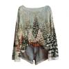 Women's Christmas Print Lightweight Sweater Casual Long Sleeve Knitted Pullover