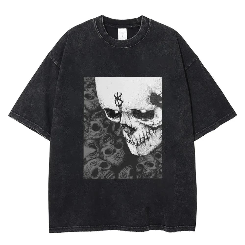 Casual Harajuku Vintage Hip Hop Clothing  Anime Berserk Griffith T Shirts Washed Manga Graphic Oversized Y2k TShirts Unisex