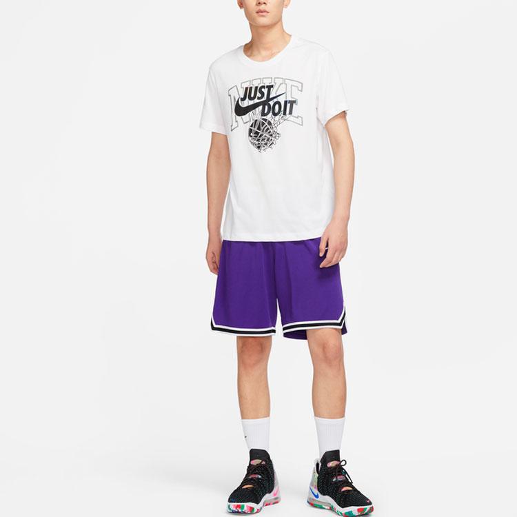 Nike Just Do It Logo Print Crew Neck Short Sleeve T-Shirt Men Tops White DR7640-100