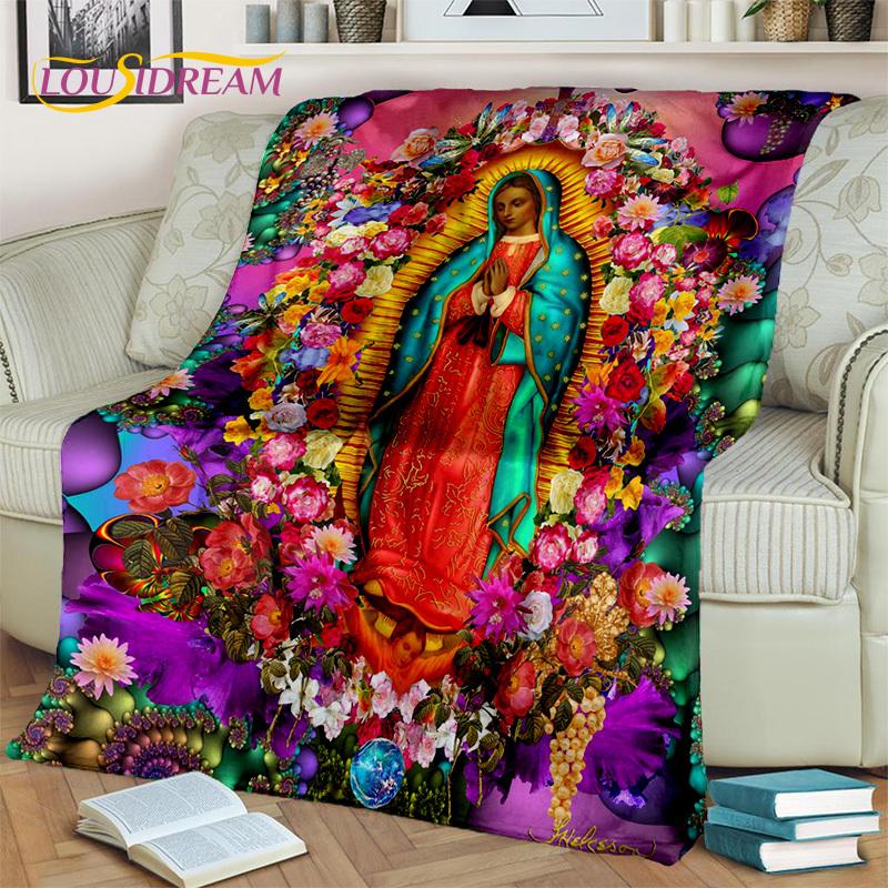 Jesus Blessed Virgin Mary Pray Blanket,Soft Throw Blanket for Home Bedroom Bed Sofa Picnic Travel Office Rest Cover Blanket Kids