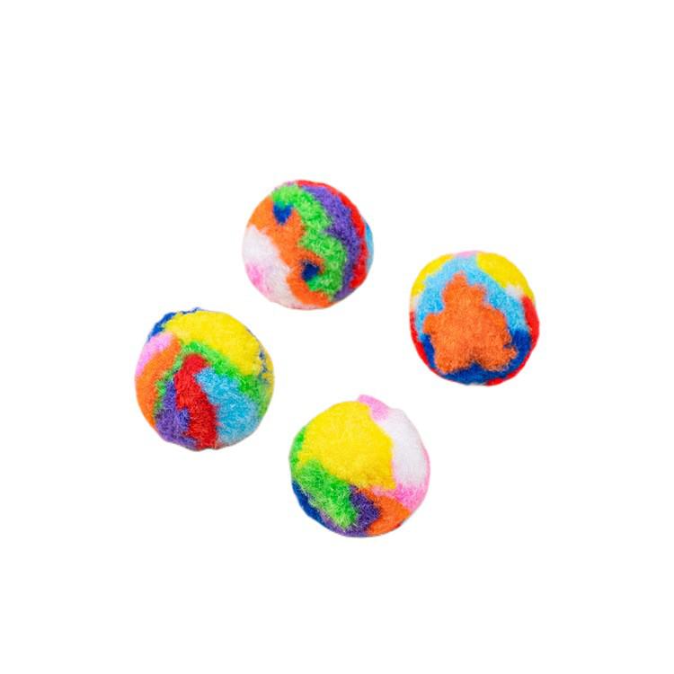 Cross-Border Cat Toys: Colorful Plush Ball, Scratch & Bite-Resistant, Polypropylene Kitten Teasing Ball.