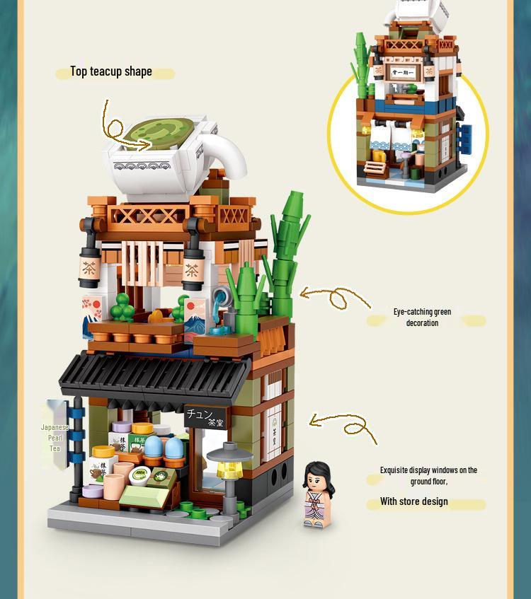 LOZ Building Blocks: Japanese Street Scene with Matcha Shop & Ramen Canteen - Miniature Set