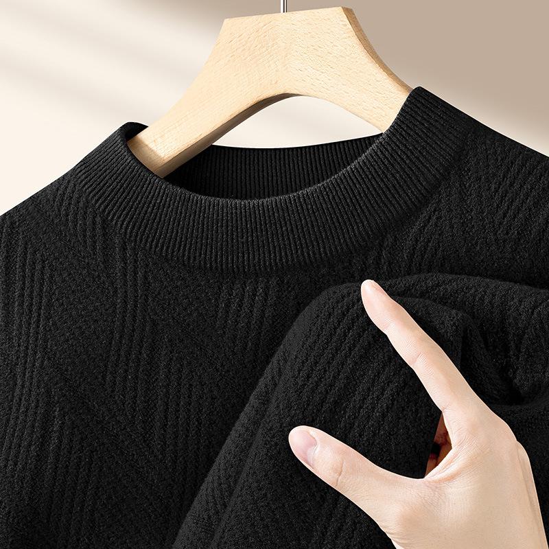 

Men s Lyocell Wool Crew Neck Sweater - Warm, Light, Mature Style Knitwear 4XL (95-105 kg)