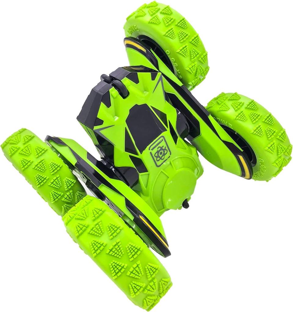 Threeking RC Stunt Cars Auto na dálkové ovládání Oboustranné řízení otočné auto o 360 stupňů, zelená