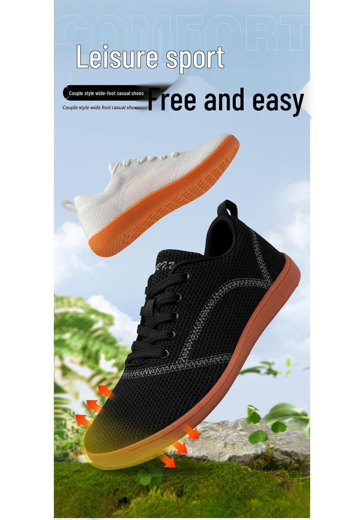 Unisex Wide-Toe Barefoot Shoes with Fly-Knit Upper and Soft Sole for Casual Walks