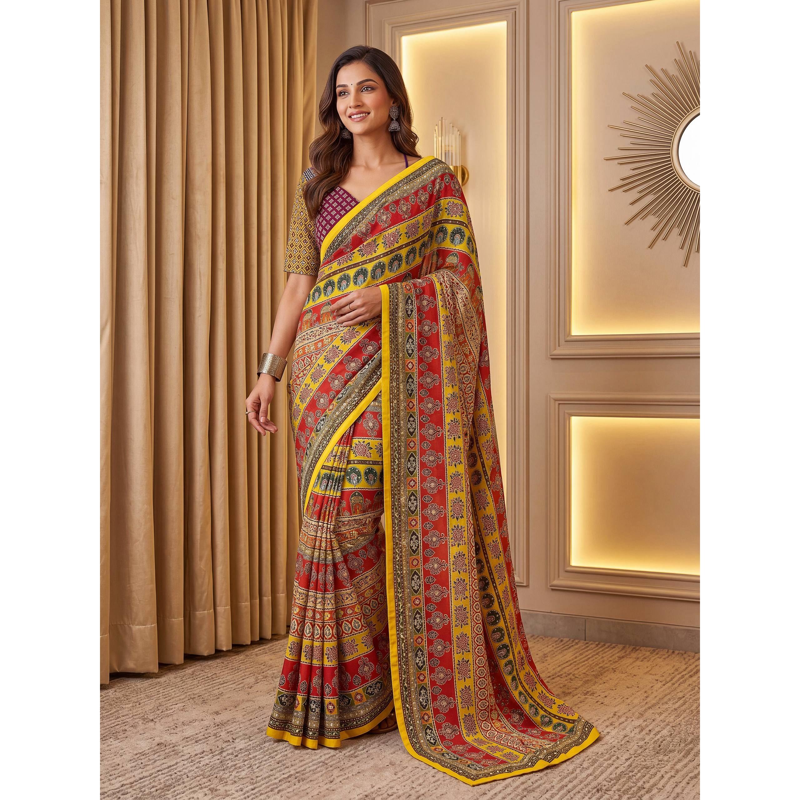 New Launch Ajrak Print Designer Saree Collection