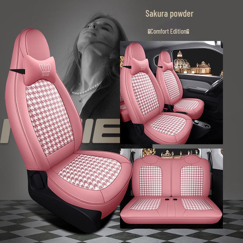 Husă Scaun ST Houndstooth pentru Wuling Hongguang MiniEV - Învelire Completă, Pernă pentru Toate Sezoanele