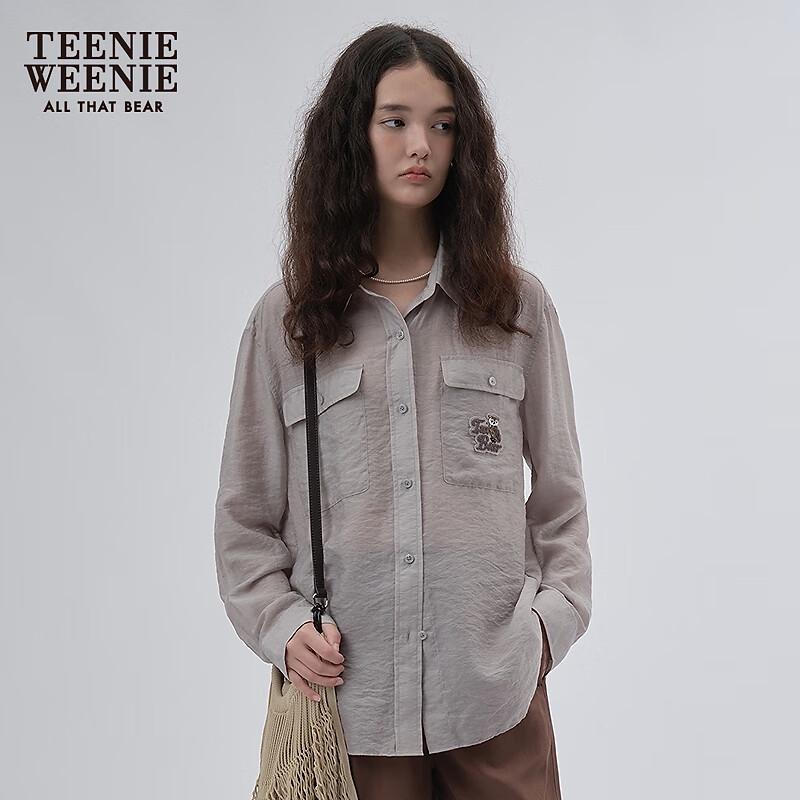 Teenie Weenie Women's Tencel Blend Bear Lightweight Loose Shirt