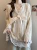 Korean Style Lace-up Bowknot Mesh Knit Sweater - Women's Trendy Autumn/Winter 2025