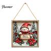 Seasonal Wall Sign Christmas Wooden Hanging Sign, Gnome Snowman Angel Candle 2D Wood Plaque, Rustic Farmhouse Art Vintage Xmas Door Hanger for