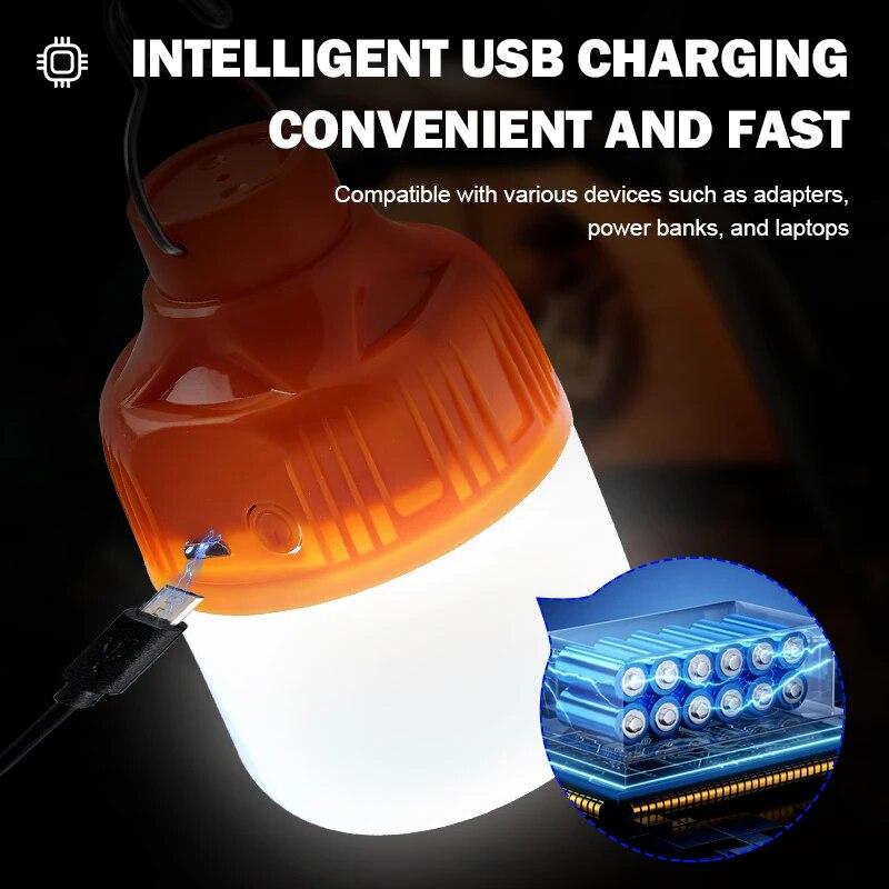 6500K Supersterkt LED Campinglys Oppladbar LED Lommelykt Utendørs Bærbar Lanterne med 3 Lysmoduser