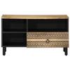 VidaXL Meuble TV noir 80x33,5x46 cm bois massif manguier brut, banc TV, meuble hifi, centre de divertissement, buffet TV, 4018645