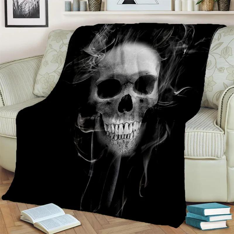 Gothic Horror Skull Ghost Cartoon Blanket Soft Throw for Home Bedroom Bed Sofa Picnic Travel Office Cover Kids