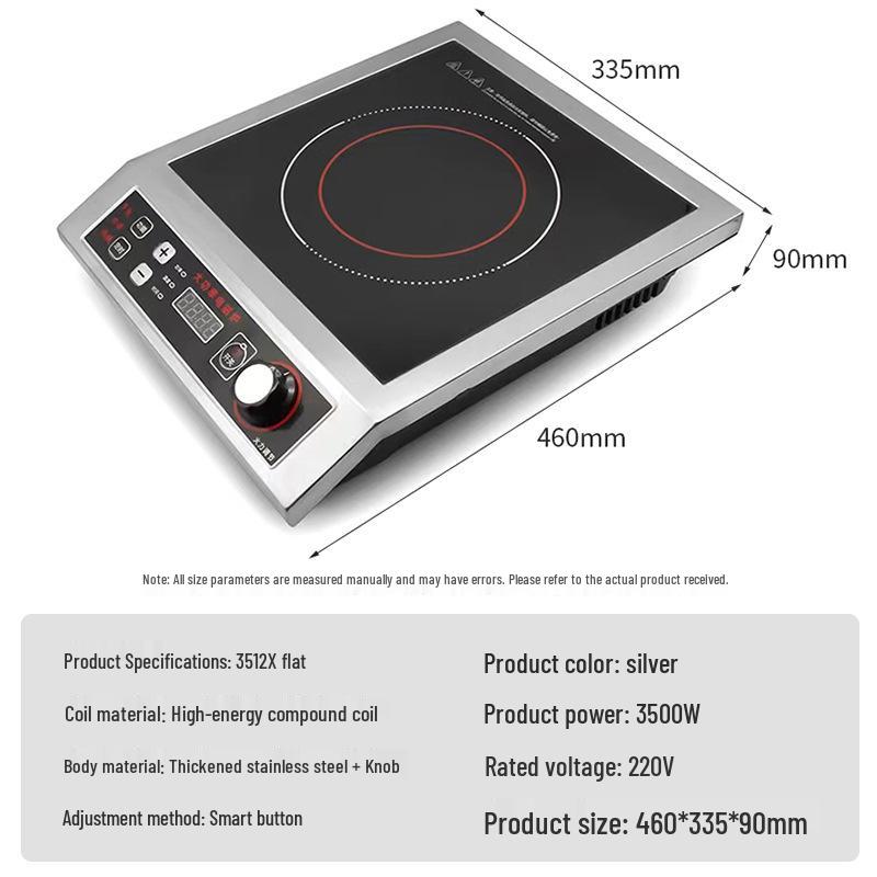 Aragaz cu inducție comercial de înaltă putere 3500W din oțel inoxidabil pentru wok