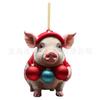 Cartoon Pig Festive Acrylic Pendant Cute Christmas Decoration For Vehicle Interiors