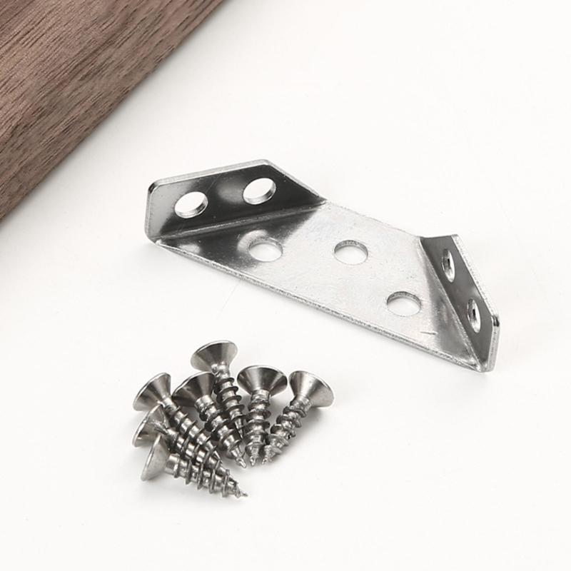 Set of 20 Triangle Mounting Connectors Stainless Steel Corner Brackets Convenient for Strengthening Furniture Joints