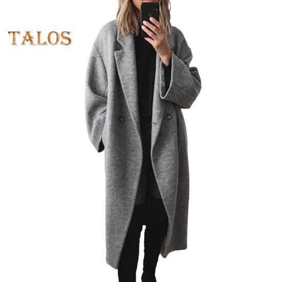 

Женская шерстяная куртка с отложным воротником, однотонная, с застежкой на две пуговицы, ветровка средней длины, термобелье с длинными рукавами, для поездок на работу, свиданий, весна-осень M серый