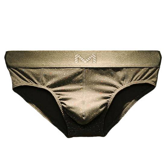 Men Briefs Letter M Stretchy Loose Low Waist Starry Sky Print Patchwork