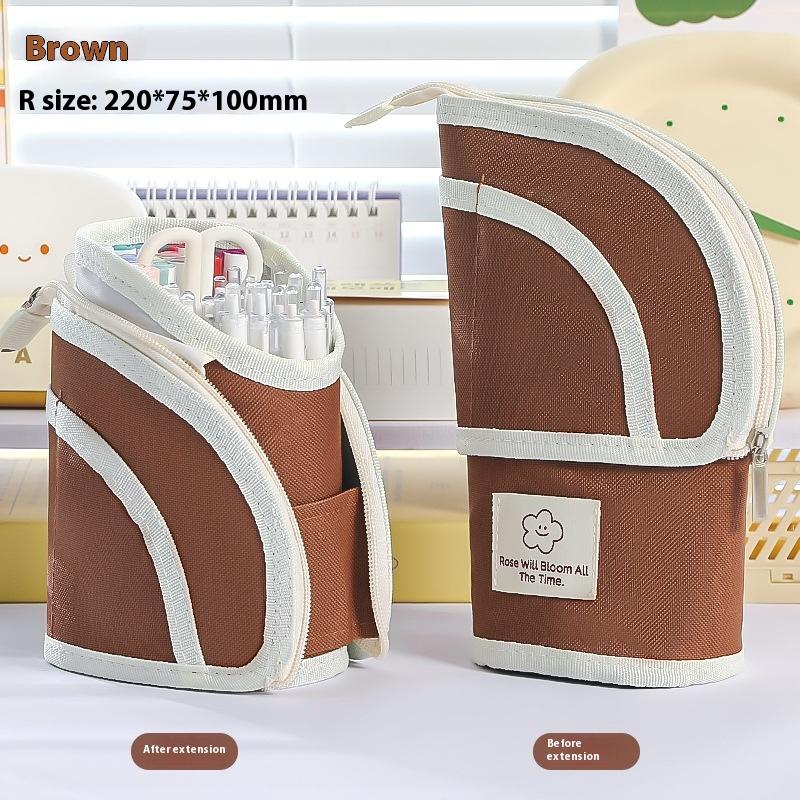 

Минималистичная выдвижная сумка-пенал 2-в-1, портативный креативный пенал большой вместимости, выдвижная подставка-держатель для ручек, канцелярские товары