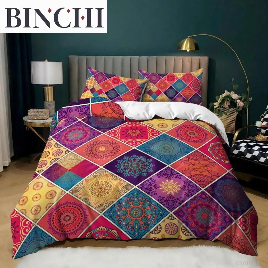Bohemian Bedding Collection Boho Flowers Duvet Cover Exotic Nationality Pillowcases Queen King For Woman Couple Bedroom Decorations