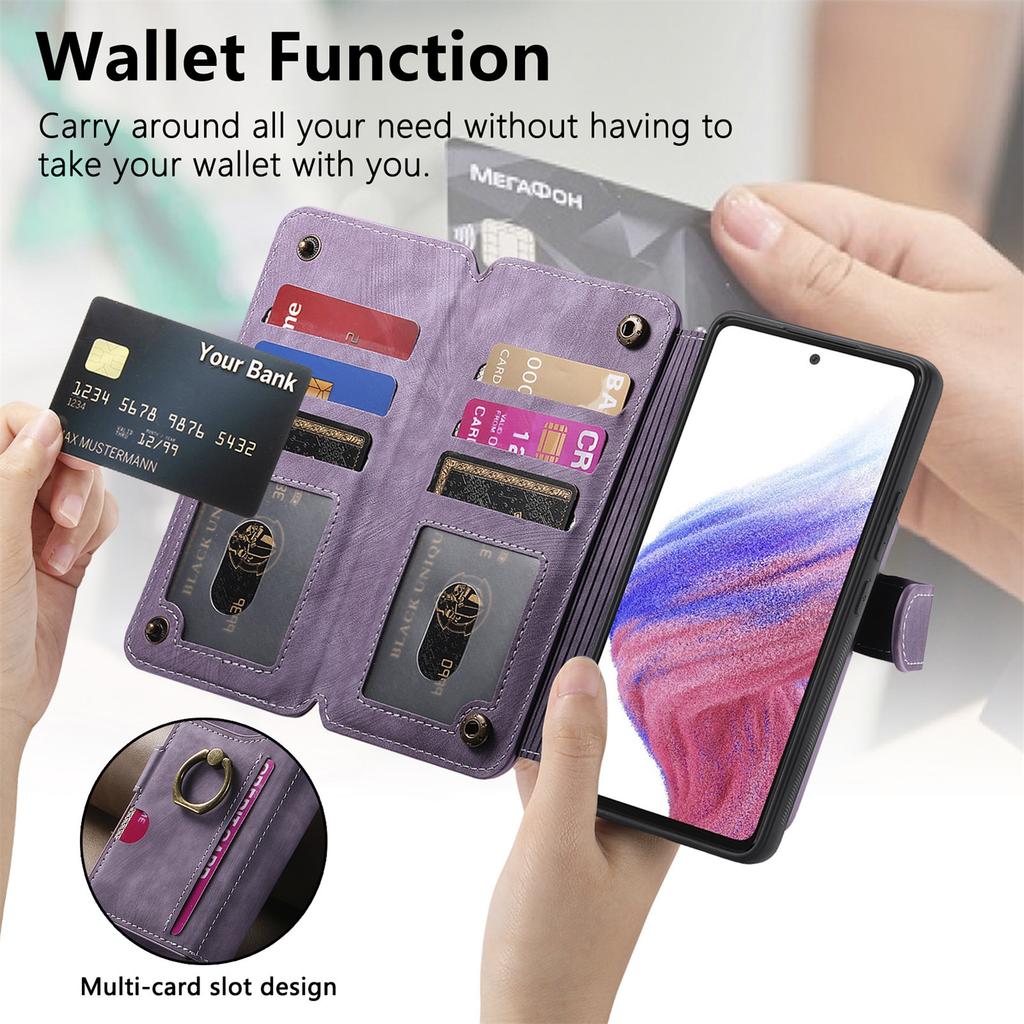 4-in-1 Wallet Case for vivo Y02/Y02s/Y11/Y17/Y15/Y12/Y3/Y15S/Y10/Y16/Y20/Y21/Y35...series (Protector, Card Holder, Crossbody Bag, Stand)