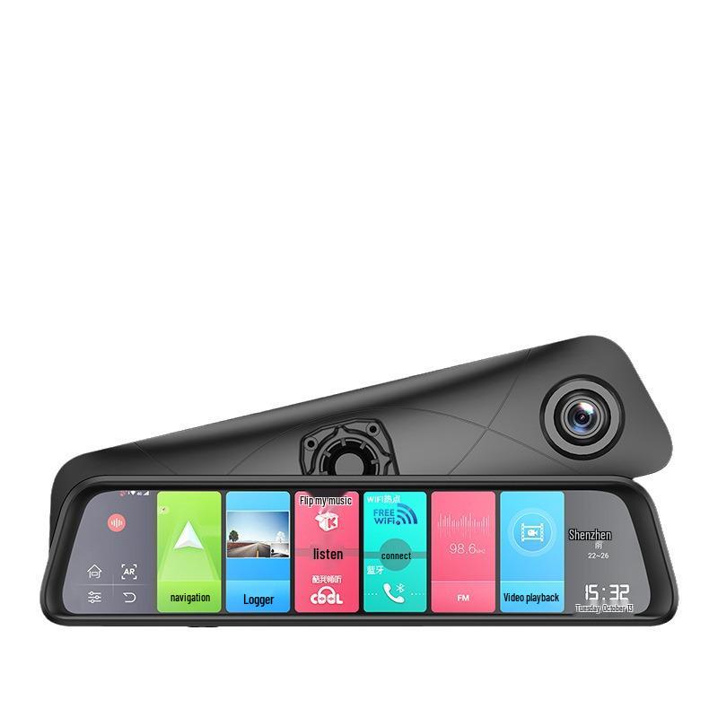 12" Android 8.1 Rearview Mirror Dash Cam with Dual Lens & 4G RAM AR Navigation.