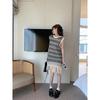 Summer 2025 Striped Sleeveless Knit Tassel Dress for Women
