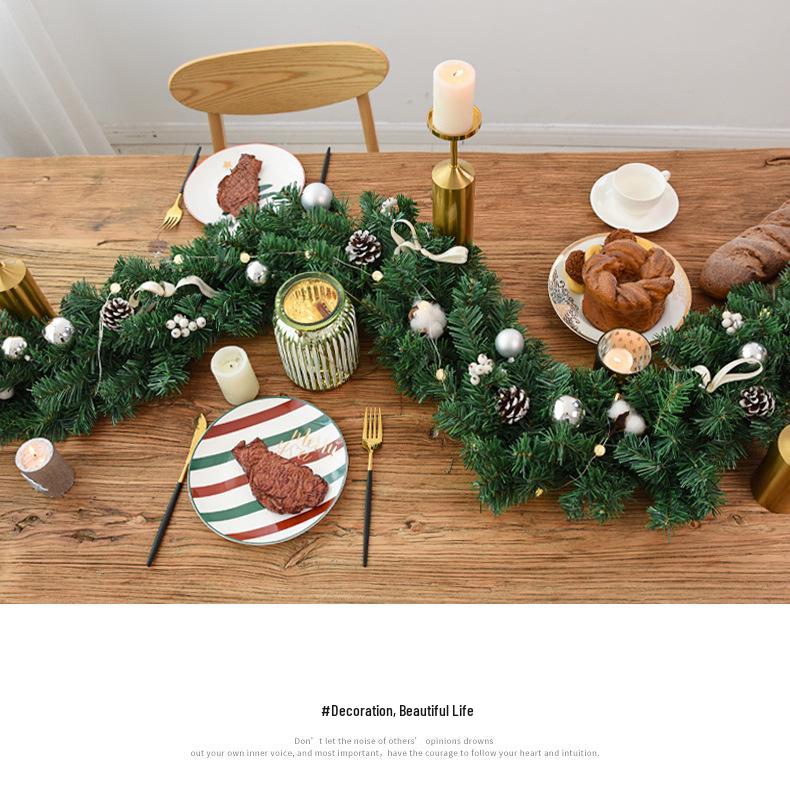 2.7m Christmas Garland with Pine Cones, Ornaments, Handrail & Banister Decoration - In Stock.