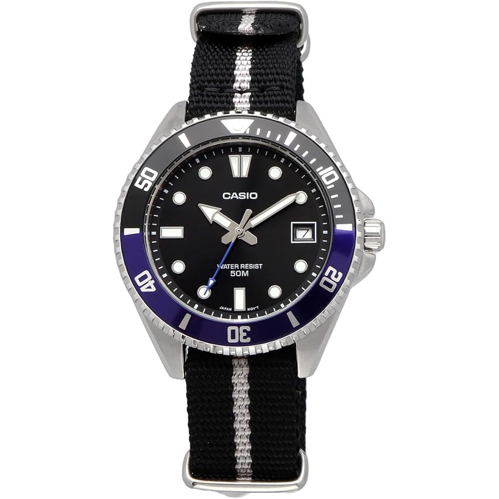 Casio Standard Analog Watch MDV-10C-1A2V Black Blue Bezel Cross Band Unisex