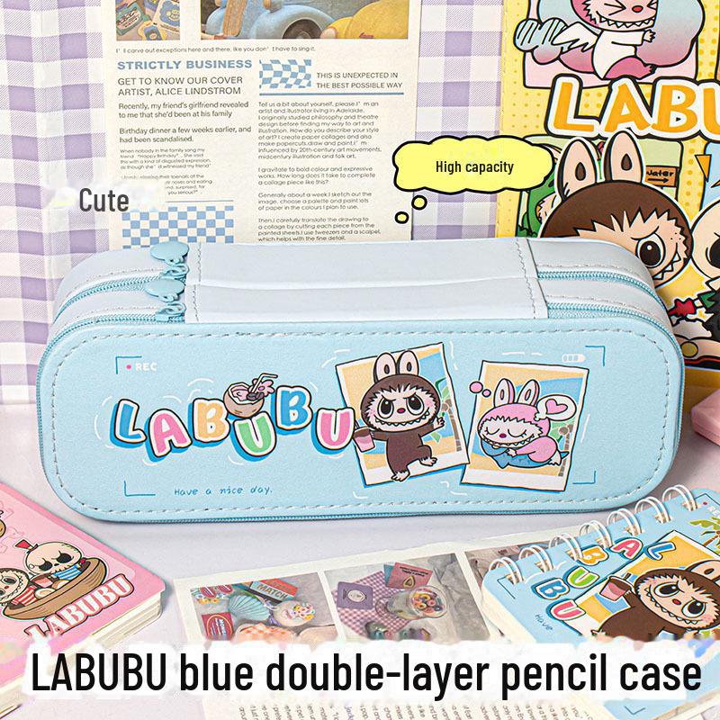 Labubu Large Capacity PU Pencil Case - Cute Design for Students and Girls