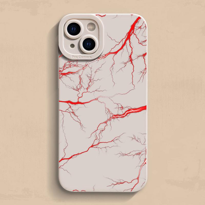Cool Red Lightning Printed Phone Case For iPhone 16 16E 15 14 13 12 11 Pro Max 7 8 Plus X XR XS Matte Shockproof Silicone Cover