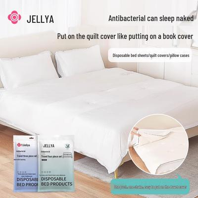 Jieliya Travel Set: Antibacterial Disposable Fitted Sheet, Duvet Cover, Pillowcase, and Sleeping Bag
