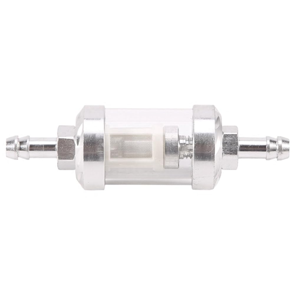 Weuareod 2pcs Universal Chrome Fuel Gasoline Crude Engine Inline Filter for 5/16" 8mm Silver Bike