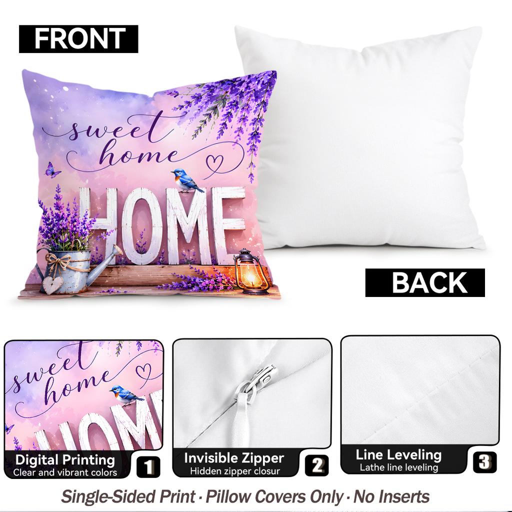 Lavender Flower Language Series Cushions Pillowcase Polyester Cushion Cover Throw Pillow Pillowcover Home Car Sofa Decor
