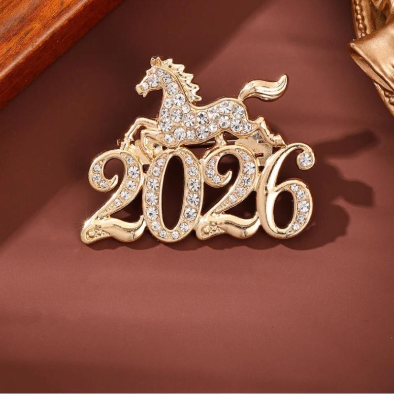 Exquistie Luxury 2026 Year Of The Horse Design Brooches Women Coat Jewelry Accessories Gift