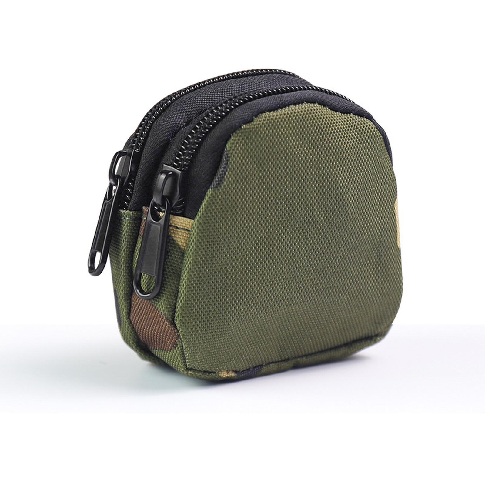 

Outdoor Double Zipper Nylon Waist Bag Portable Hunting Key Coin Pocket Purse Men Molle Pouch Lightweight Small Card Holder One Size