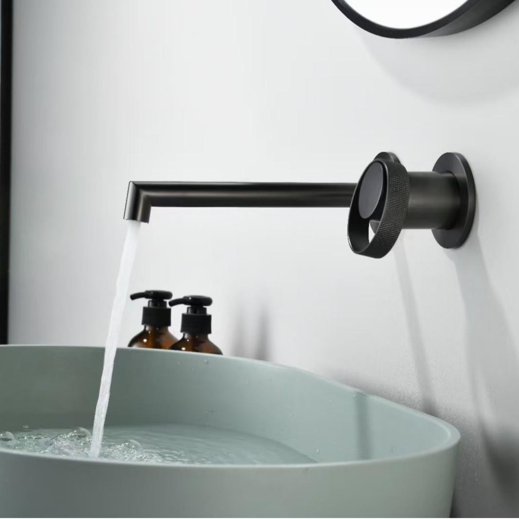 

Basin Faucets Brush Rose Gold Bathroom Round Lever Sink Faucets Hot Cold Wall Mounted Mixer Water Tap Brass Single Lever