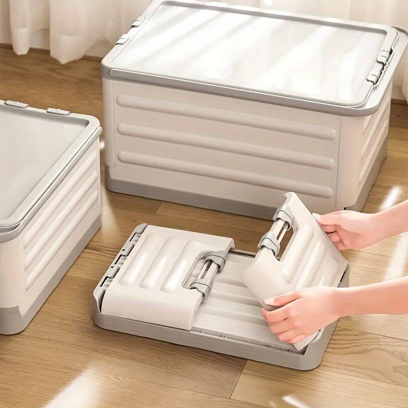 1 coș de depozitare pliabil cu capac, organizator diverse, cutie de depozitare de uz casnic pentru frigider, baie, dormitor, picnic