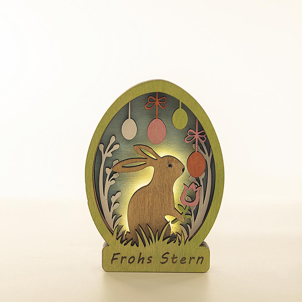 Holz Ostern Dekoration Ornamente Niedlichen Ei Bunny Mit LED Nacht Licht Holz Ostern Dekoration