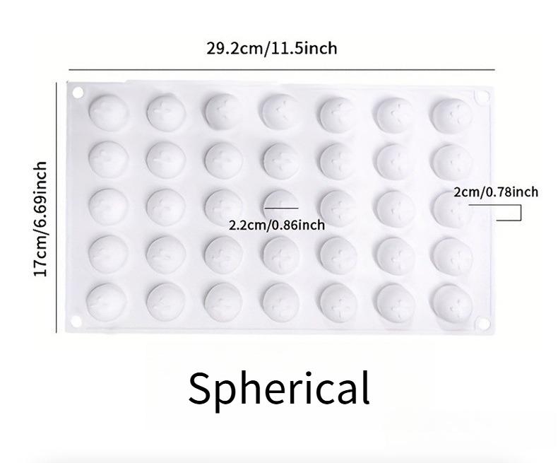 1PC 35-hole flow heart filling silicone mold 5g moon cake bread chocolate hawthorn ball round mousse cake baking tool