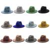 Voll besetzter verstellbarer flacher Fedora-Hut Strasssteine Glitzer Panama Frühling Sommer Herren Breiter Rand Filz Jazz Bühnenhut