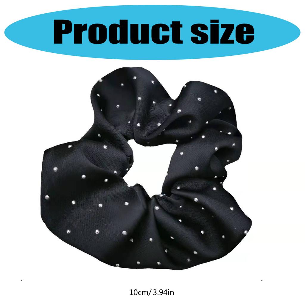 3PCS French Styles Rhinestones Scrunchie Elegant Ponytail Holder with Ruffle Fabric Fashion Hair Accessories for Women